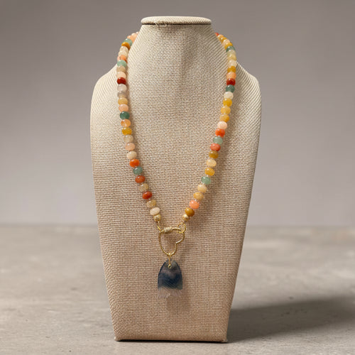 Flashy Fish Ombre Fluorite and Jade Necklace