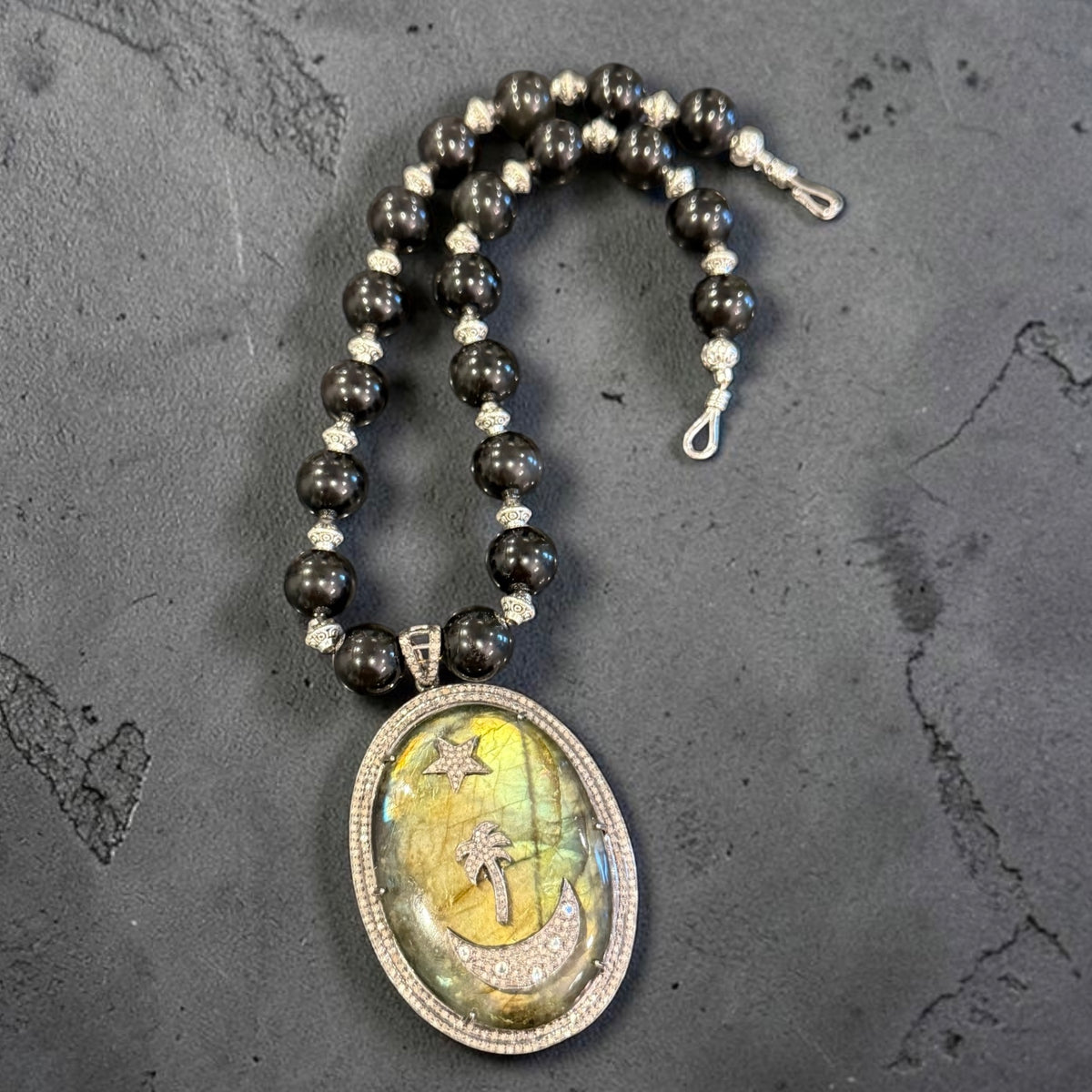 Tropical Dreams Diamond, Labradorite and Sterling Necklace