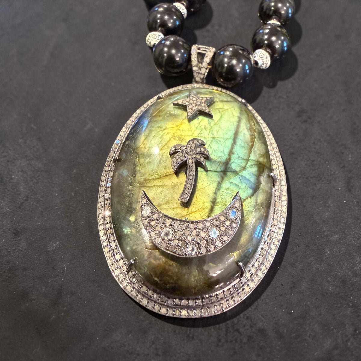 Tropical Dreams Diamond, Labradorite and Sterling Necklace
